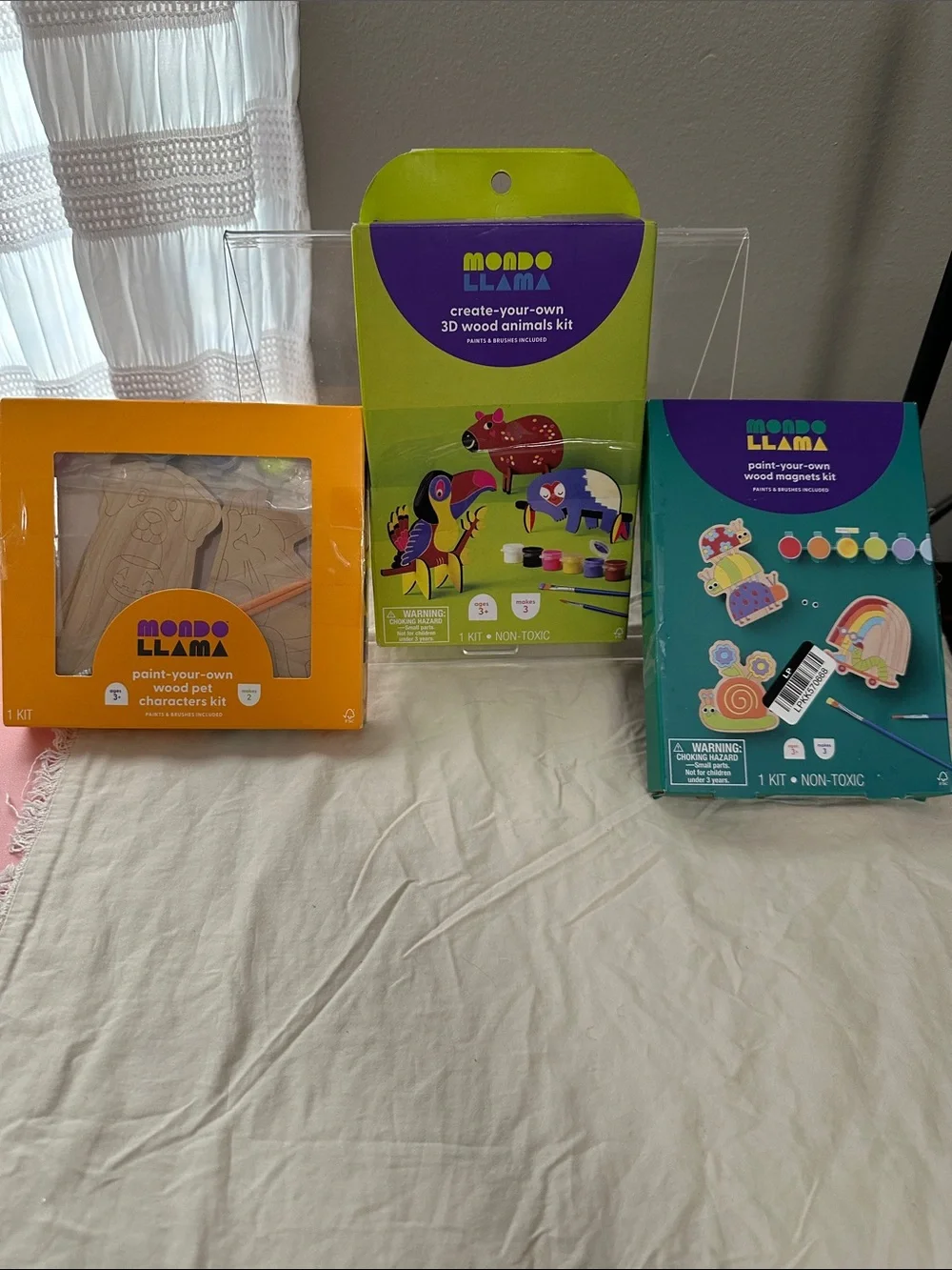 3 complete sets of  Paint-Your-Own Wooden Animal & Magnet Craft Kits - NWT